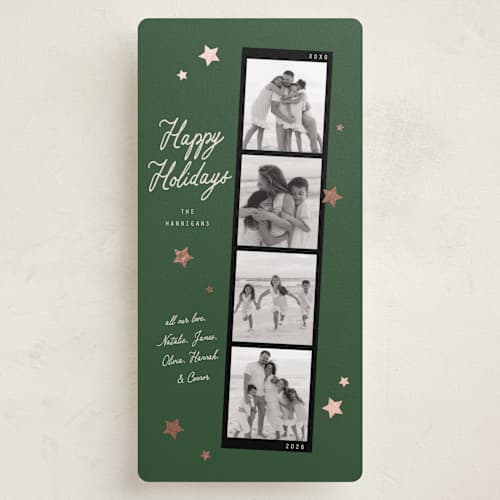 This is a frasier fir foil pressed holiday cards with foil pressed by Everett Paper Goods called scrapbook stars printing on recycled smooth signature in tall