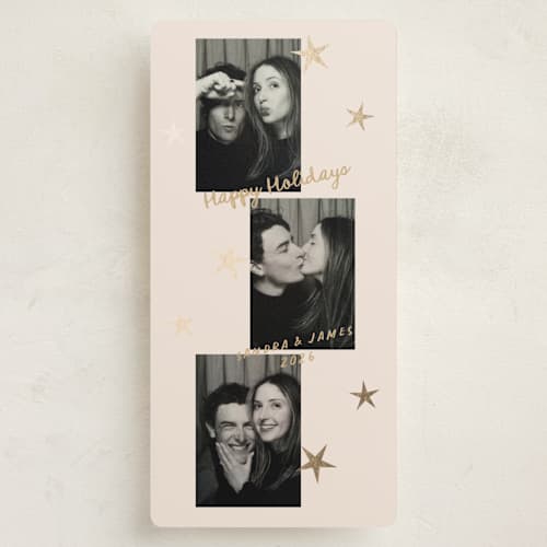 This is a vanilla foil pressed holiday cards with foil pressed by Claudia Orengo called photo booth star printing on recycled smooth signature in tall