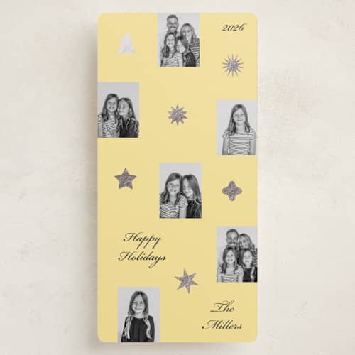This is a star foil pressed holiday cards with foil pressed by Sumak Studio called various stars printing on recycled smooth signature in tall