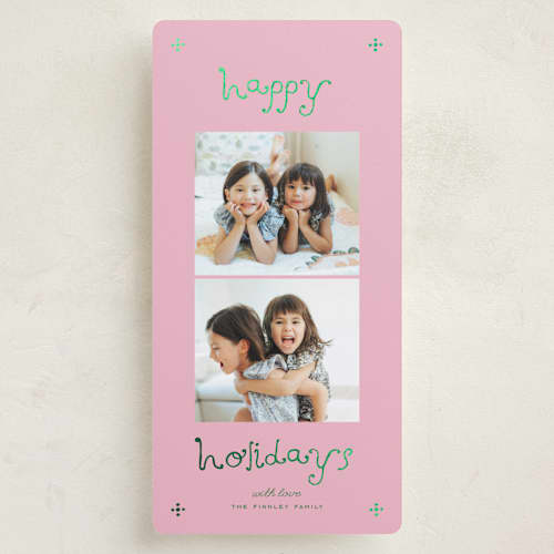 This is a sugar plum foil pressed holiday cards with foil pressed by Kelly Watkins called happy always printing on recycled smooth signature in tall