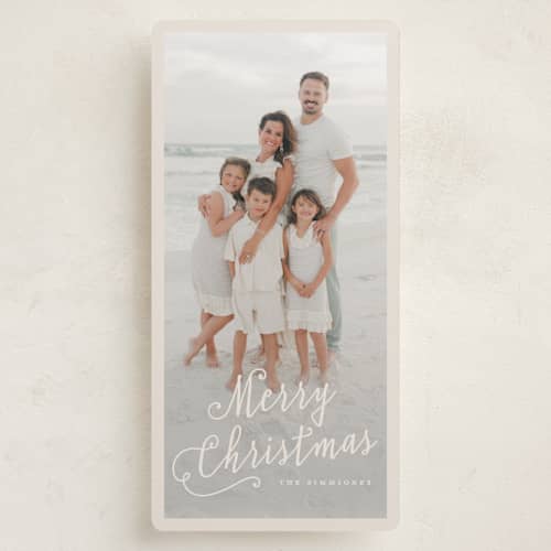 This is a marshmallow holiday photo cards with standard by Pati Cascino called simeonne printing on recycled smooth signature in tall