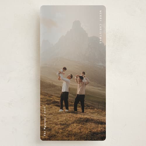 This is a snow holiday photo cards with standard by Owl and Toad called minimal type printing on recycled smooth signature in tall
