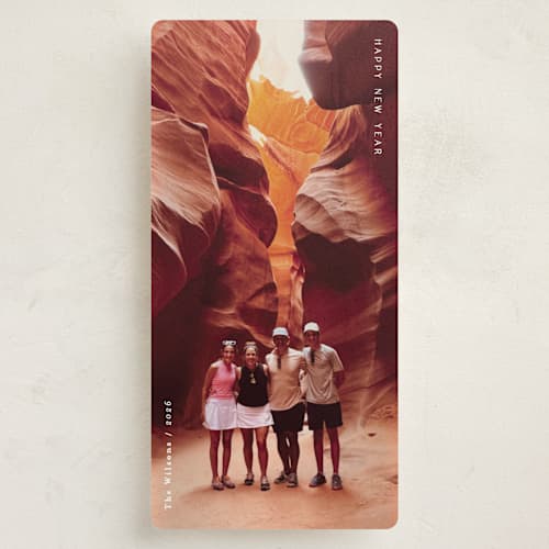 This is a snow holiday photo cards with standard by Owl and Toad called minimal type printing on recycled smooth signature in tall