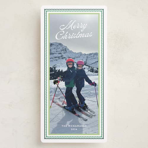 This is a elf shoes holiday photo cards with standard by Olivia Raufman called sunny frame printing on recycled smooth signature in tall