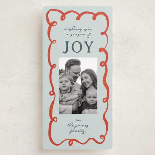 This is a frost holiday photo cards with standard by Sierra Lee called swirly printing on recycled smooth signature in tall