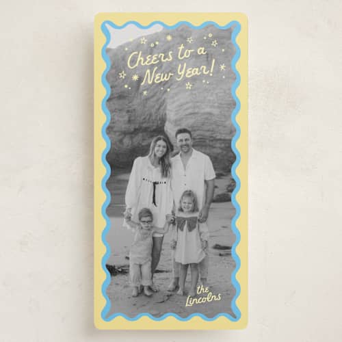 This is a halo holiday photo cards with standard by Creo Study called our new year vibe printing on recycled smooth signature in tall
