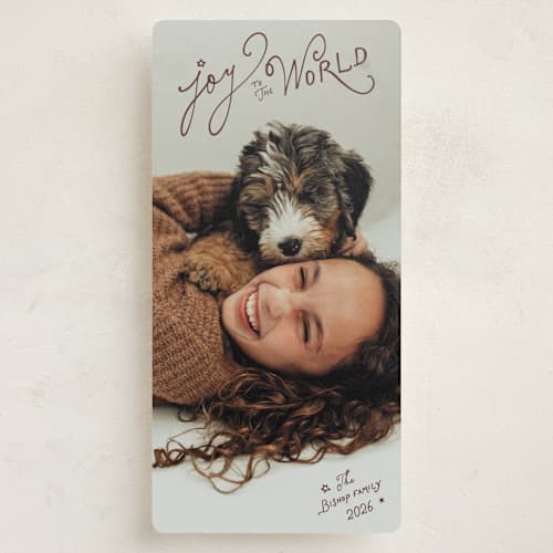 This is a cocoa holiday photo cards with standard by Jenna Holcomb called joyful star printing on recycled smooth signature in tall