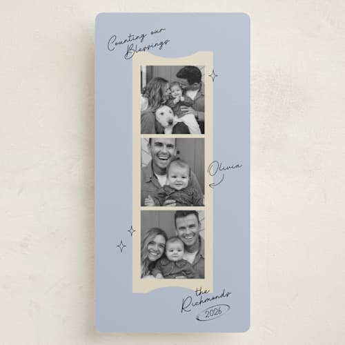 This is a winter sky holiday photo cards with standard by Roseberry called little holiday blessing printing on recycled smooth signature in tall