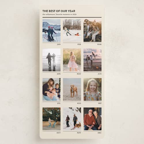 This is a champagne holiday photo cards with standard by Jenna Holcomb called calendar printing on recycled smooth signature in tall