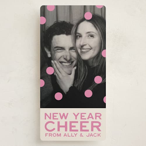 This is a sugarplum holiday photo cards with standard by Ellen Schlegelmilch called polka polka printing on recycled smooth signature in tall