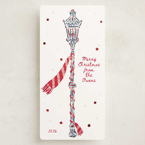 This is a santa foil pressed holiday cards with foil pressed by Gwen Bedat called reverbere printing on signature in tall