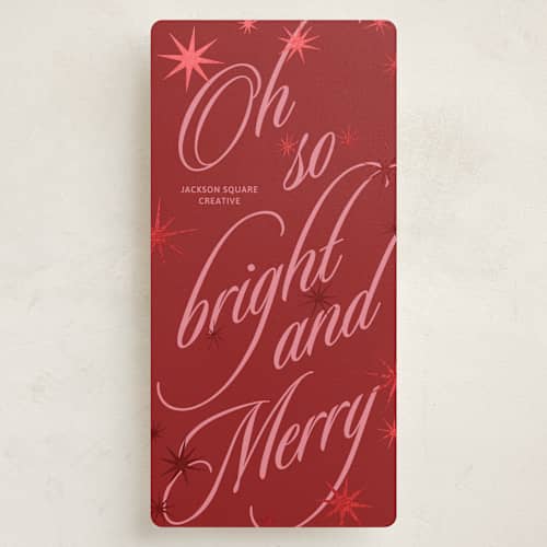 This is a cherry foil pressed holiday cards with foil pressed by Inkblot Design called long hand printing on signature in tall