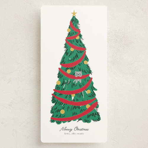 This is a ruby holiday photo cards with standard by mo kelley called hanging out for the holidays printing on signature in tall