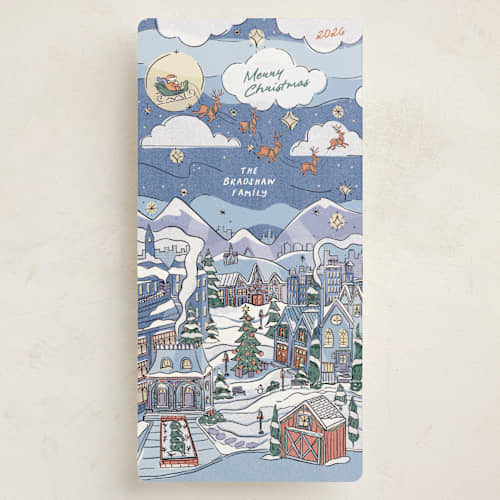 This is a glacier holiday photo cards with standard by Becky Nimoy called christmas eve flyover printing on signature in tall