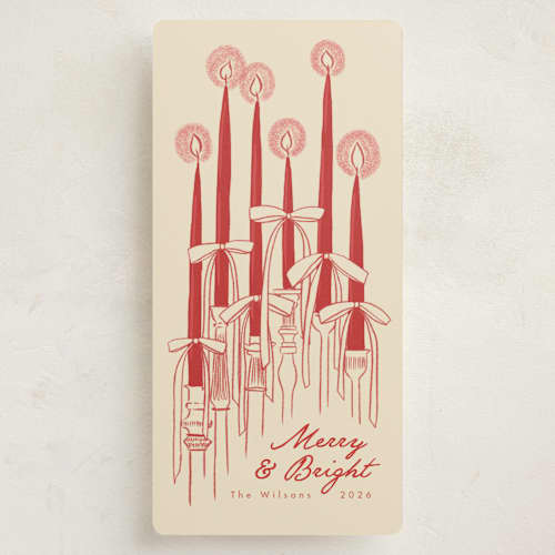 This is a eggnog holiday photo cards with standard by Leah Bisch called aglow printing on signature in tall