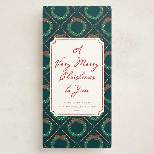 This is a wreath holiday photo cards with standard by Erin German called a very merry christmas printing on signature in tall