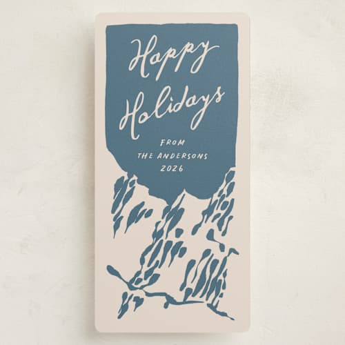 This is a rainier holiday photo cards with standard by Claudia Orengo called vintage mountains printing on signature in tall