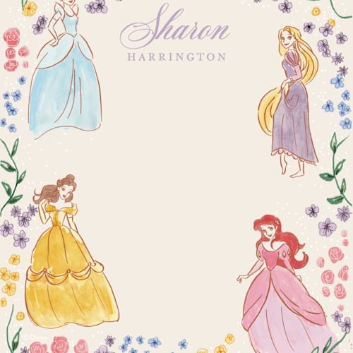 This is a buttercream kids thank you cards notes with standard by Cass Loh called disney princess garden party printing on signature in standard