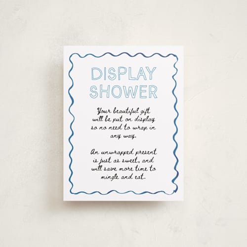 This is a denim baby shower insert cards with standard by Cass Loh called nautical doodles printing on signature in standard