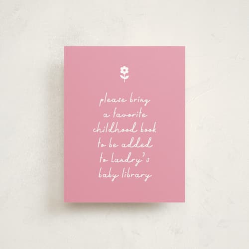 This is a petal baby shower insert cards with standard by Sara Hicks Malone called flora belle printing on signature in standard