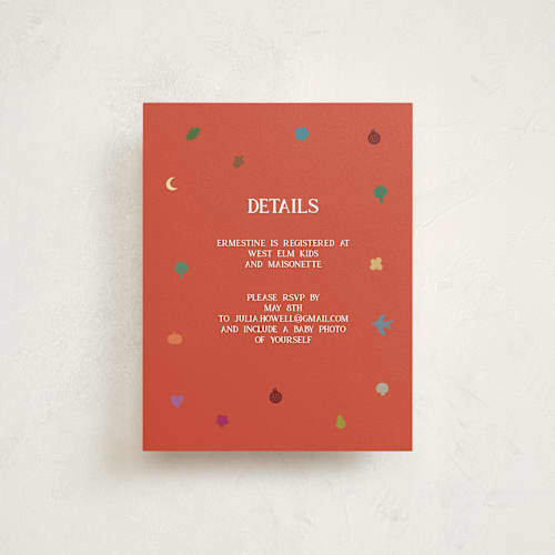 This is a cocoa baby shower insert cards with standard by Studio Suku called fall baby printing on signature in standard