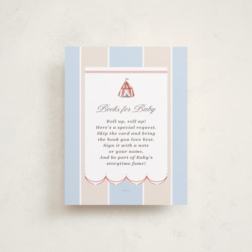 This is a elephant baby shower insert cards with standard by Corinne Malesic called disney's dumbo circus printing on signature in standard