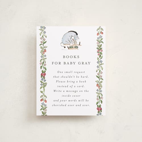 This is a garden baby shower insert cards with standard by Sarah Knight called disney rabbit's garden printing on signature in standard