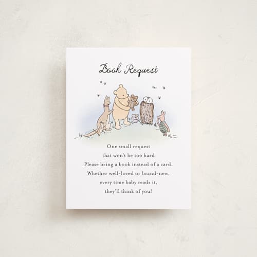 This is a powder baby shower insert cards with standard by Becky Nimoy called disney's winnie the pooh mom to bee printing on signature in standard