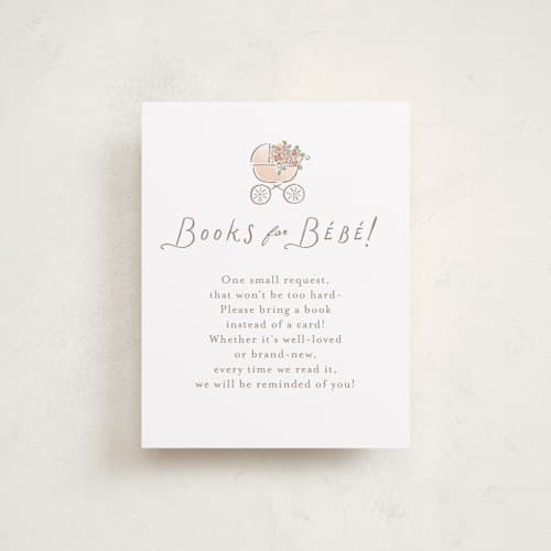 This is a strawberry baby shower insert cards with standard by Jennifer Wick called a day in paris printing on signature in standard