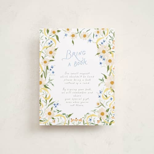 This is a sunshine baby shower insert cards with standard by Erin L. Wilson called daisy chain printing on signature in standard