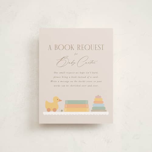 This is a linen baby shower insert cards with standard by Brandy Folse called charming nursery printing on signature in standard