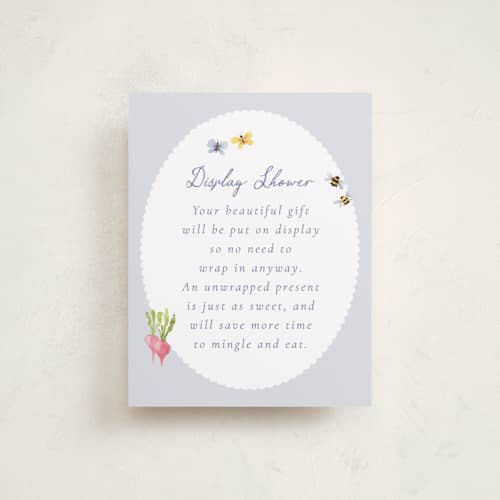 This is a sky baby shower insert cards with standard by frau brandt called grown with love printing on signature in standard