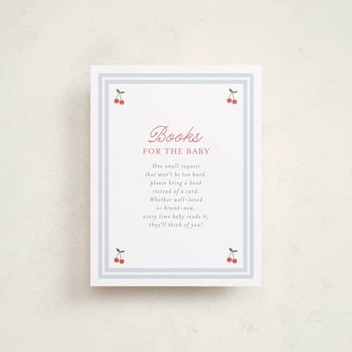 This is a sky baby shower insert cards with standard by Leia Matt called cherry sweet stripe printing on signature in standard