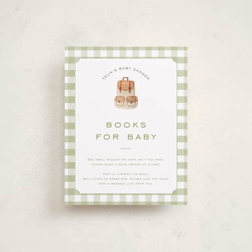 This is a forest baby shower insert cards with standard by Reilly Kavanaugh called woodland baby shower printing on signature in standard