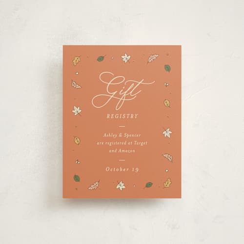 This is a pie baby shower insert cards with standard by letterfix called sweet autumn printing on signature in standard