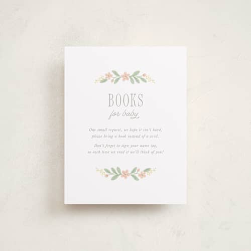 This is a cornflower baby shower insert cards with standard by Laura Hankins called bunny crest printing on signature in standard