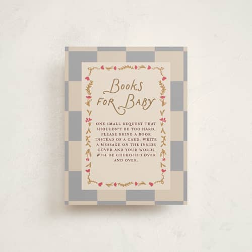 This is a slate baby shower insert cards with standard by Maja Cunningham called dream pony printing on signature in standard