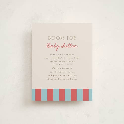 This is a sky baby shower insert cards with standard by Tamara Hilje called circus circus printing on signature in standard
