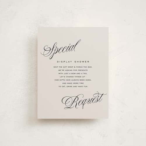 This is a parchment baby shower insert cards with standard by Lea Delaveris called hello there printing on signature in standard