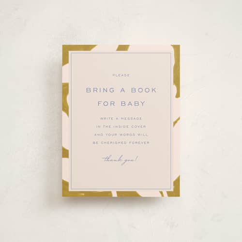 This is a mustard baby shower insert cards with standard by Sierra Lee called flora printing on signature in standard