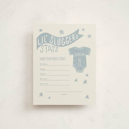 This is a sky baby shower insert cards with standard by Rebekah Canavan called baseball baby shower printing on signature in standard
