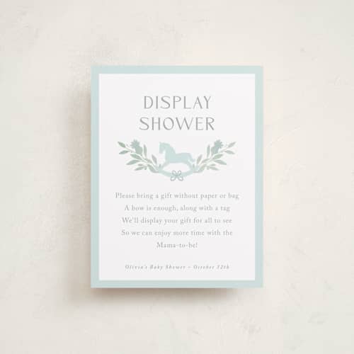 This is a celeste baby shower insert cards with standard by Melinda Denison called baby shower wreath printing on signature in standard