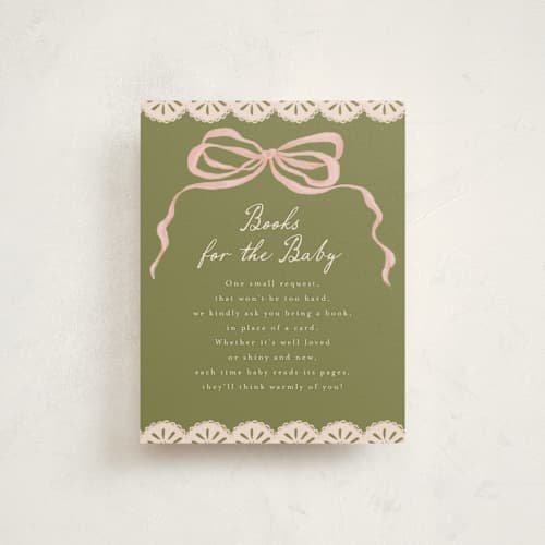 This is a juniper baby shower insert cards with standard by Vera Lim called little berry printing on signature in standard