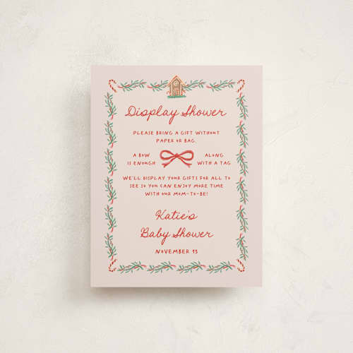 This is a santa baby shower insert cards with standard by Claudia Orengo called merry little printing on signature in standard