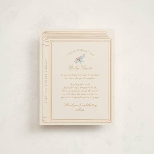 This is a vanilla baby shower insert cards with standard by Sabrin Deirani called carousel of sweet beginnings printing on signature in standard
