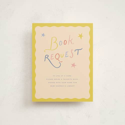 This is a sail baby shower insert cards with standard by Pixel and Hank called on the way printing on signature in standard