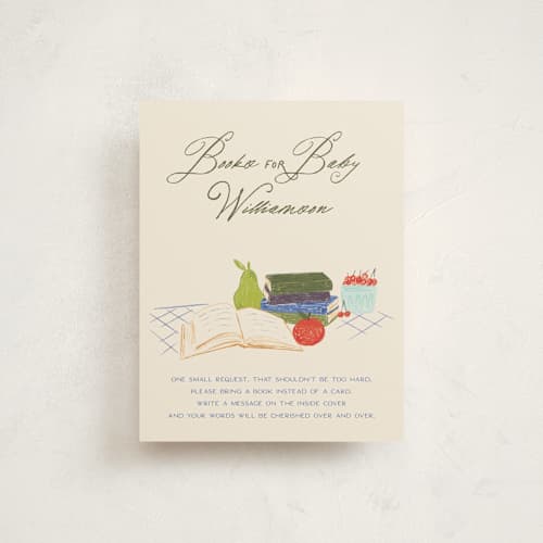 This is a provincial baby shower insert cards with standard by Jenna Holcomb called farmer's market printing on signature in standard