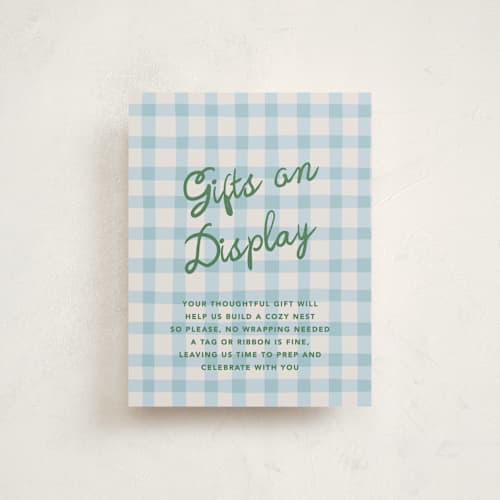 This is a bluebird baby shower insert cards with standard by Kelly Watkins called a nesting party printing on signature in standard