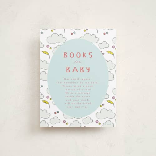 This is a baby blue baby shower insert cards with standard by Kanika Mathur called disney's baby dumbo printing on signature in standard