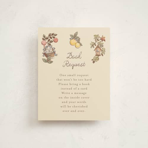 This is a ivory baby shower insert cards with standard by Becky Nimoy called autumn harvest printing on signature in standard